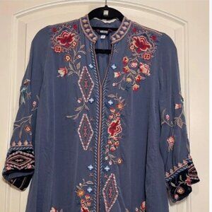 Gorgeous Johnny Was Chrysalis Velvet Swing Blouse in Faded Indigo (see pictures)